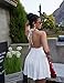 BEAGIMEG Women's Sexy Bodycon Sleeveless Halter Tie up Back Backless Deep V A-line Club Party Mini Dress White