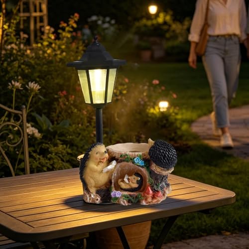 Lanterne solaire hérisson avec pot de fleurs, le cadeau de jardin idéal - 6