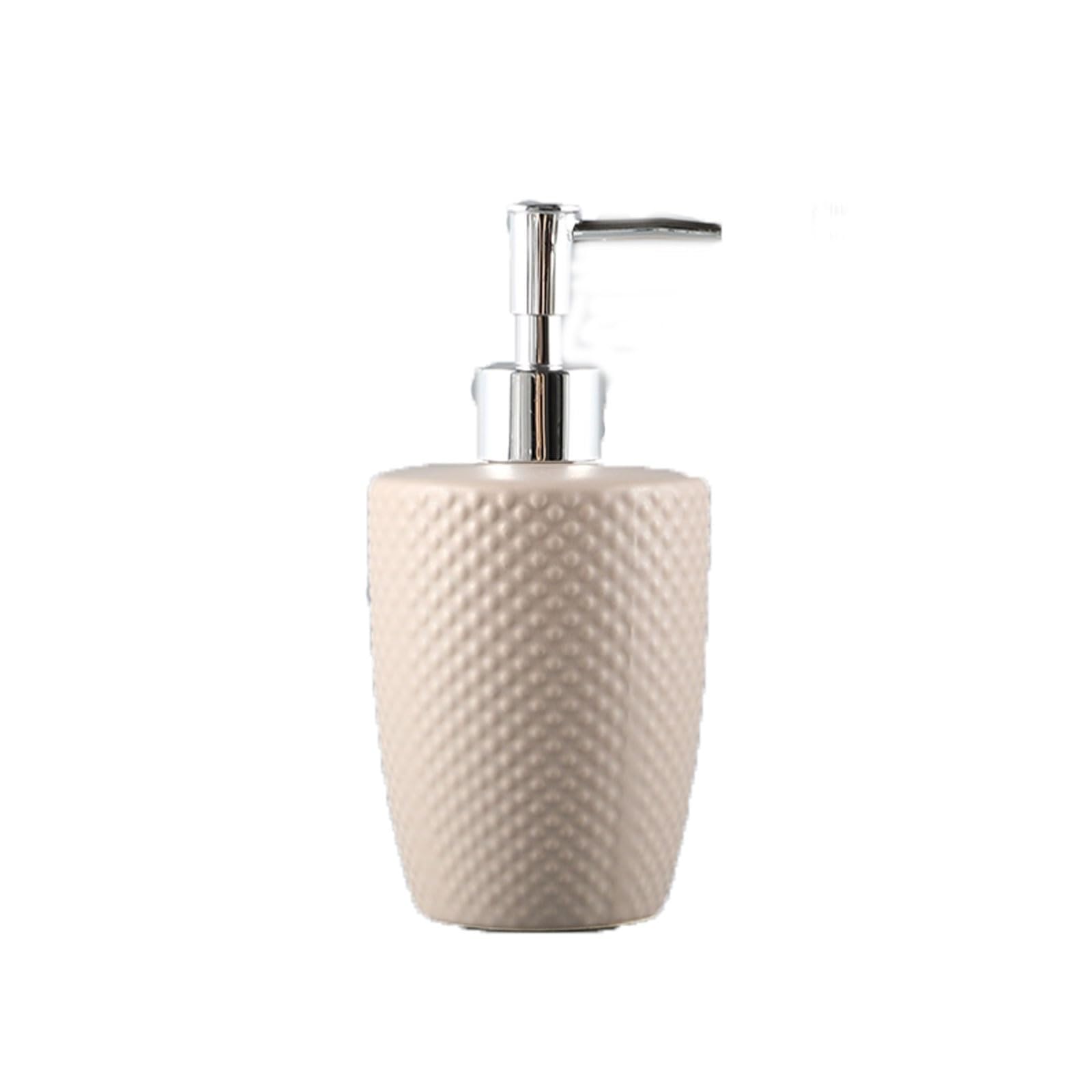 13.5oz Ceramic Soap Dispenser with Raised Dot Design Countertop Lotion Bottle for Kitchen Sink, Bathroom(Khaki)