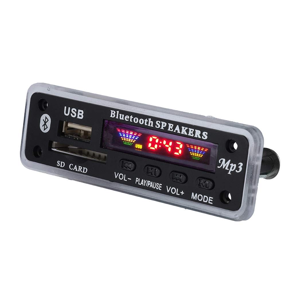 Tonysa Modulo Scheda di decodifica Bluetooth 5.0 DC 5V / 12V Bluetooth AUX SD FM Radio Lossless MP3 / WMA/WAV/FLAC/Ape Modulo Scheda di decodifica, Display a Colori(Nero)
