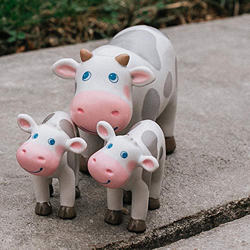 HABA Little Friends Kälbchen - Kuh-Spielfigur für Kinder ab 3 Jahren - Baby Bauernhoftiere für kreatives Rollenspiel - aus robustem Kunststoff - 1302985001