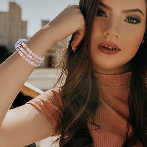 Miniatura 5 de CL Accessories Compatible con Fitbit Charge 5 pulseras de repuesto ajustables con cuentas de piedras preciosas naturales para mujeres y niñas