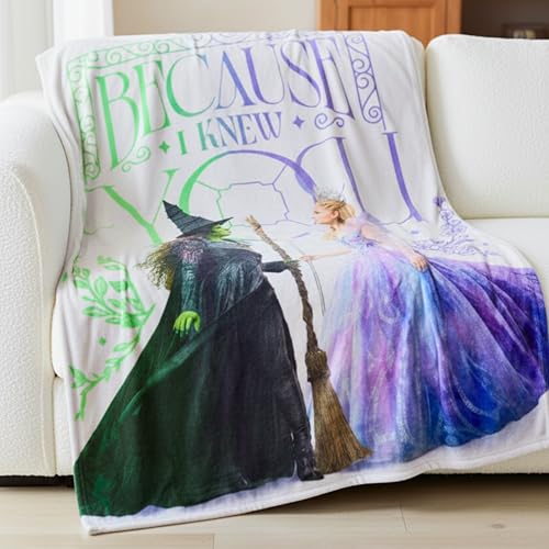 Wicked Elphaba and Glinda Bedding Throw - Super Soft Cozy Blanket - Because I Knew You 46 in x 60 in (Officially Licensed Product) by Franco