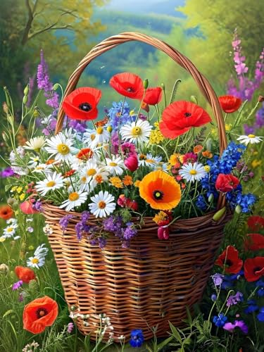 Kit Complet 5D DIY Diamond Painting Fleurs et Paysage de 40x50cm D-5