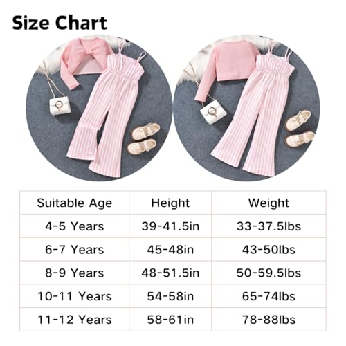 Image of HIHA Girls Sleeveless Jumpsuits Outfit Long Sleeve Twist Front Tops Romper Clothes Set Size 4-12