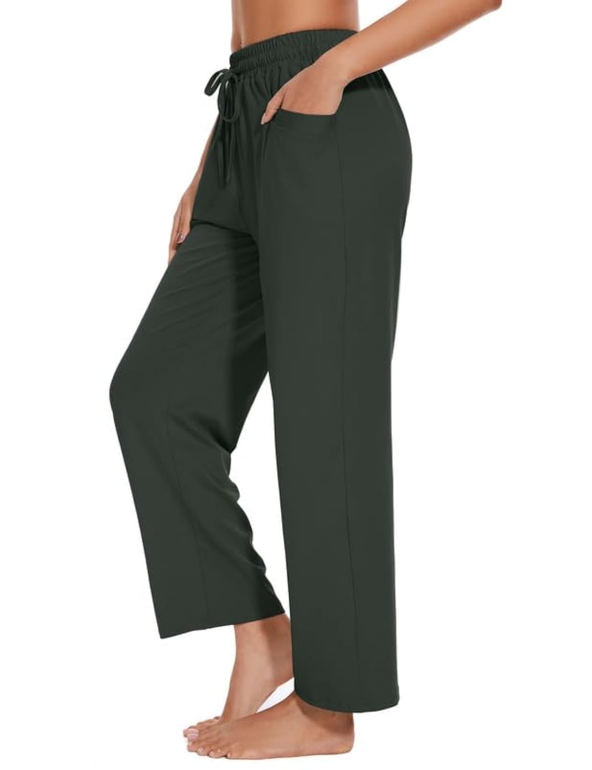 Choosefree Women's Casual Pant with 3 Pockets Straight Leg Lounge Swaetpants Drawstring Lightweight Comfy Pajama Pants