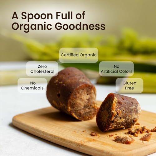 Image of Pure Tree Certified Organic Jaggery Cubes Small | 800 g | Jar | Sugarcane Gur Cubes | Desi Gud Jaggery Cubes from Jaggery Block (No Preservatives)
