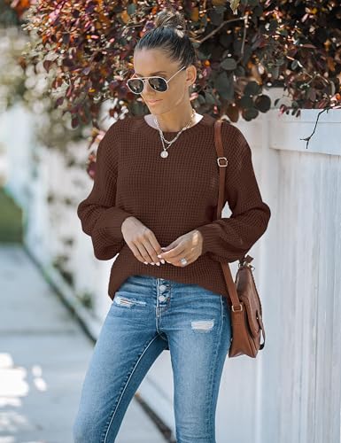 Image of MEROKEETY Women's Fall Long Sleeve Waffle Knit Oversized Sweater