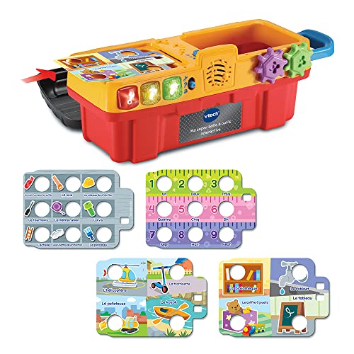 VTech - Ma Super Boîte à Outils Interactive, Caisse à Outils Enfant Éducative avec Ceinture Porte-Outils, 11 Pièces et Accessoires de Jeu, Cadeau Enfant de 2 Ans à 5 Ans - Contenu en Français