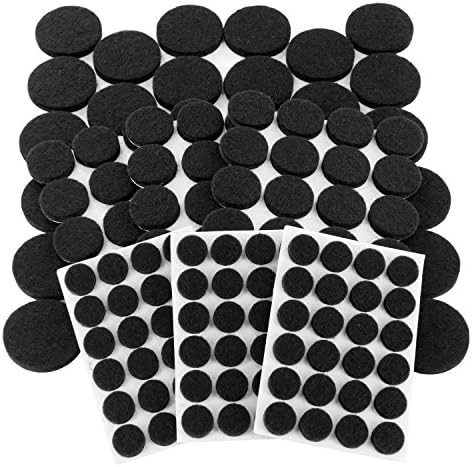 Junipers Heavy-Duty Premium Durable Self-Stick Felt Furniture Floor Pad Protectors, Assorted Sizes, Pack of 152 (Black)