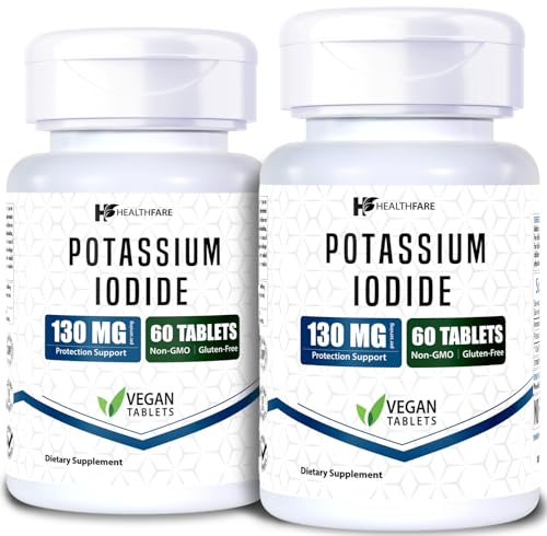 HealthFare Potassium Iodide Tablets | 130 mg | 120 Fast-Dissolving Tablets (2 Pack) | Ki Pills | Long Shelf Life | Non-GMO
