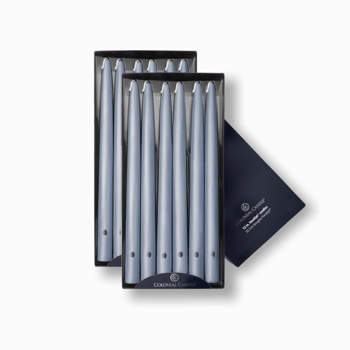 Colonial Candle Unscented Taper Candle, Handipt Collection, Wedgewood, 12 in, Pack of 12 - Up to 10 Hours Burn