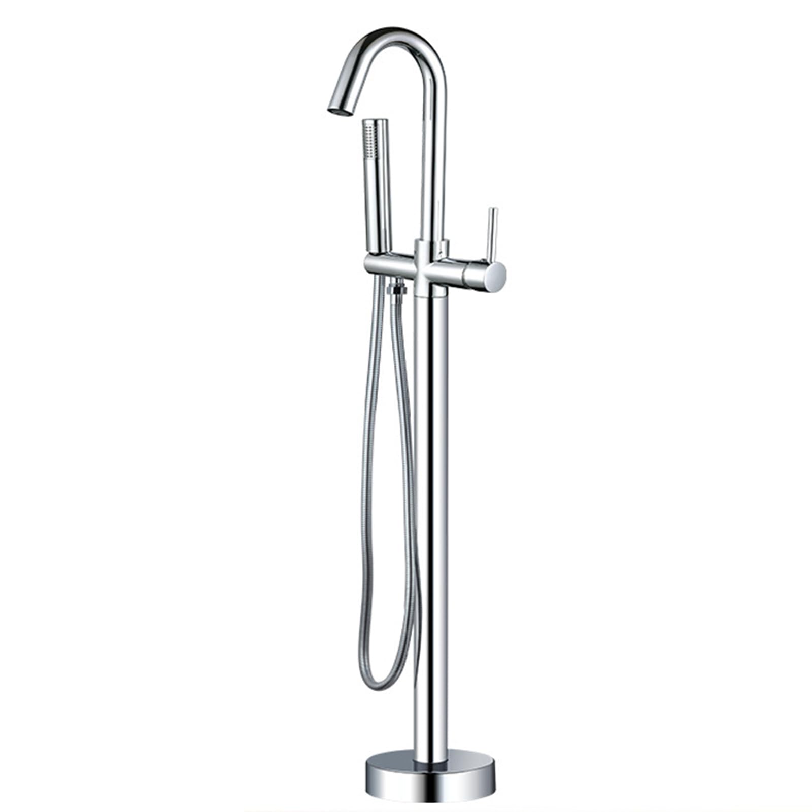 ZYCHSJXA Freestanding Bathtub Faucet Tap Swivel Spout Bath Shower Mixer Single Handle Hot and Cold Water for Bathroom,Chrome