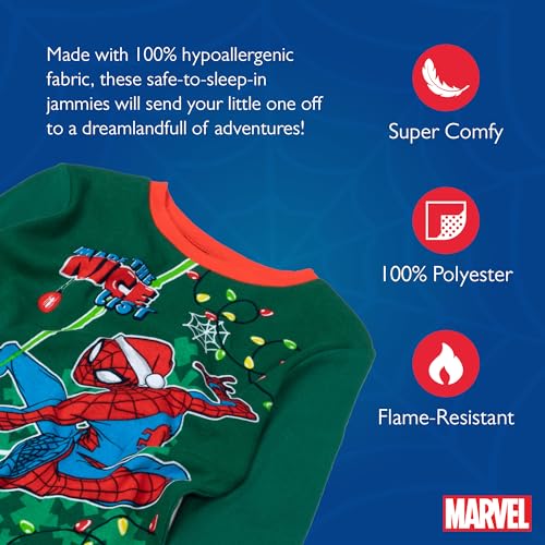 Image of Marvel Boys' 2-piece Snug-fit Cotton Matching Holiday Pajama Set, Soft & Cute for Kids
