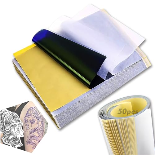 Rayyl Tattoo Transfer Paper - 50 Sheets Premium Tattoo Stencil Paper A4 Paper Size 4-Layer 8.5