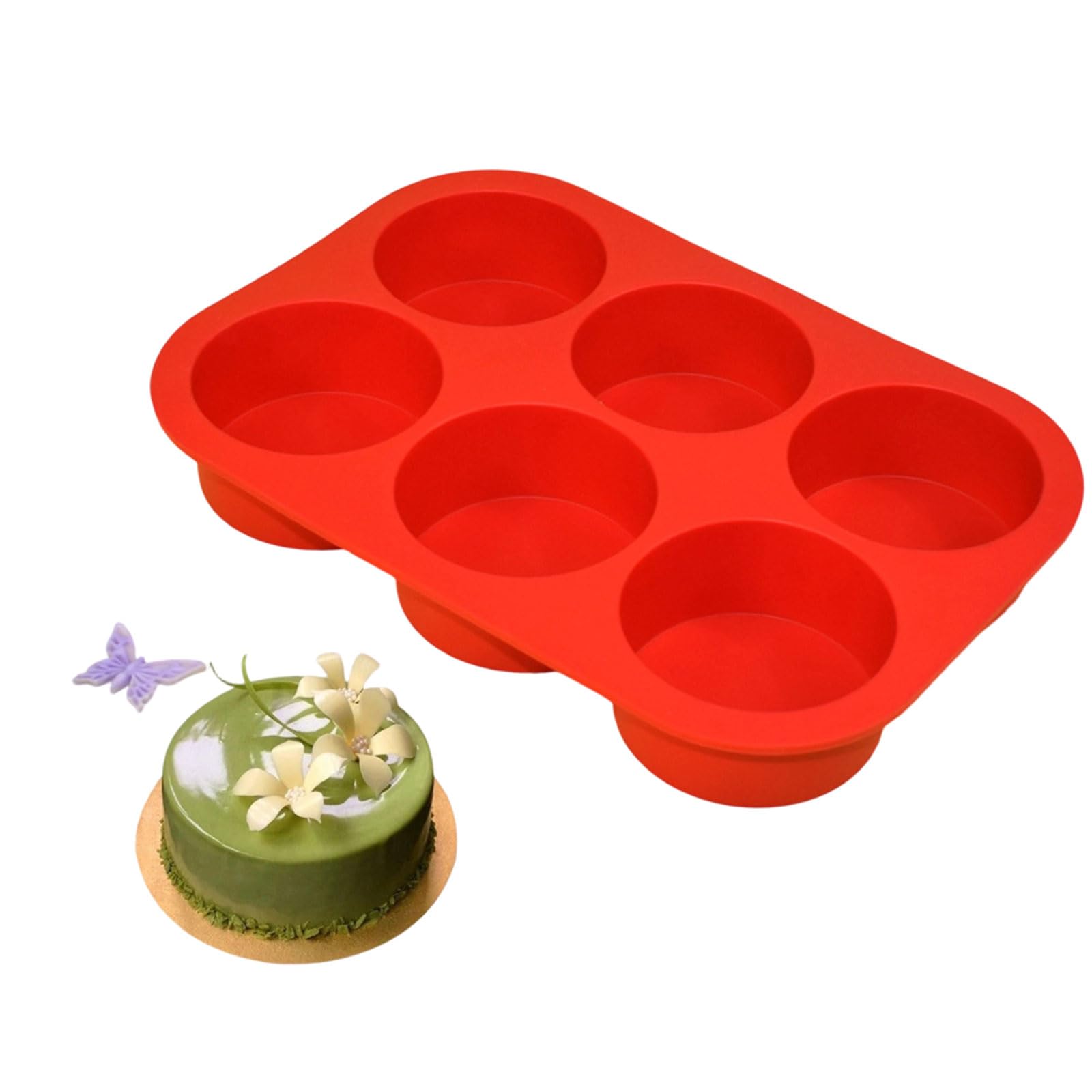 Tsophreniq Food Grade Silicone Baking Pan Feature 6 Cylindrical Cavities Ideal for Cakes Dessert and Materials Cake Pan