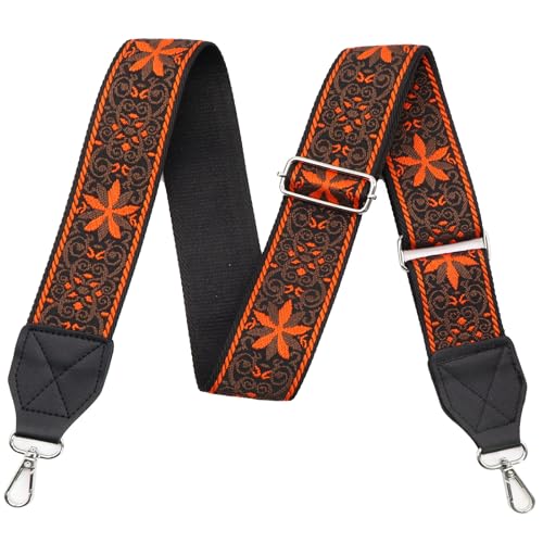 Image of LEMEDE Purse Strap,2 inch Leather End Shoulder Strap Adjustable Replacement,Retro Jacquard Multi-pattern Crossbody Bag Straps