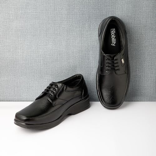 Image of NOBILITY Faux Leather Black Formal Lace Up Shoes for Men | Comfortable Walking | Classic Design|| Breathable || Slip Resistant |