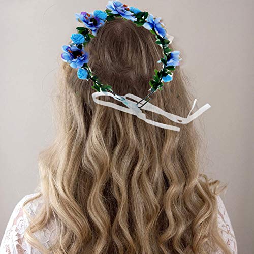Lurrose Bohemia Floral Headband Wedding Bride Garland Hairband Wreaths Garlands for Wedding Party Hat Ornament Party Festival Beach - Image 3