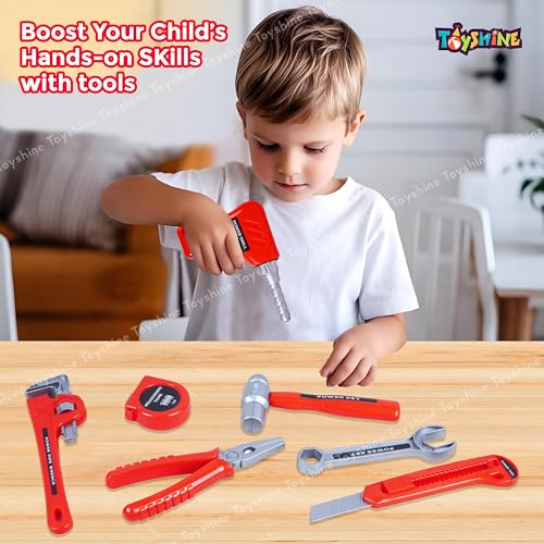 Image of Toyshine DIY Plastic Portable Tool Set Toy with Briefcase, 19 Accessories, Multicolor