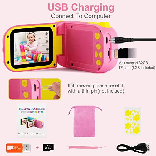 Aileho Kids Video Cameras Boy Toy - Child Camera Birthday Gifts For Boys Age 3 4 5 6 7 8 9 10 Years Old Kids Camera Toddler Boy Toy Digital Children Camcorder Recorder Rechargeable Ips 2.4 Inch Blue #TOP4