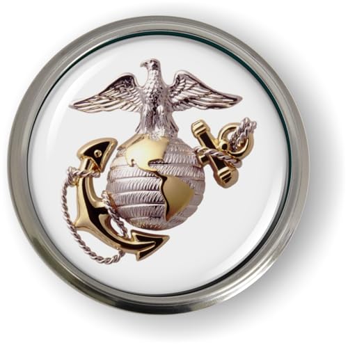 Image of The Eagle Globe Anchor US Marine CAR Emblem Semi-Flexible Aluminum Bezel | Officially Licensed US Marine Corps Product, 3D Domed, Badge, Sticker, made by BestLicensePlateFrames