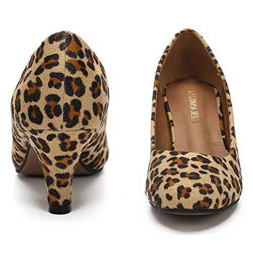 Women's Classic Round Toe Pump Kitten Low Heel Shoes - Image 3