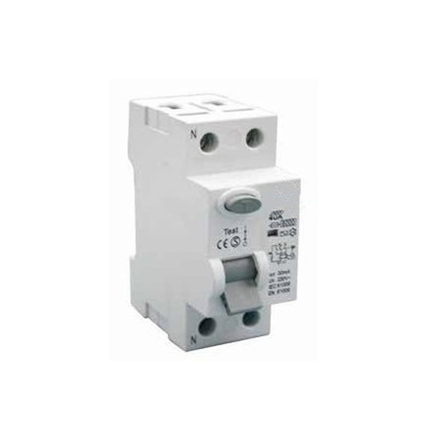 VoltShine Differential Switch 1P+N 40A 0.030A 6kA for Electrical Protection in Residential and Commercial installations, Monochrome, S