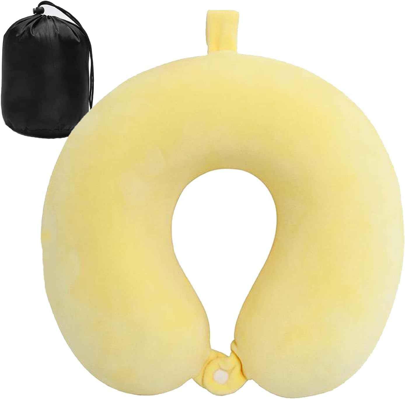 Vaishno Neck Pillow for Traveling, Upgraded Travel Neck Pillow for Airplane 100 Percentage Pure Memory Foam Travel Pillow for Flight Headrest Sleep, Portable Plane Accessories (Yellow)-image-13