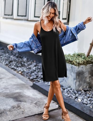 Image of Ekouaer 2 Pack Nightgown for Womens Nightshirt Sleepwear Sleep Tank Chemise Racerback Sleeveless Dress