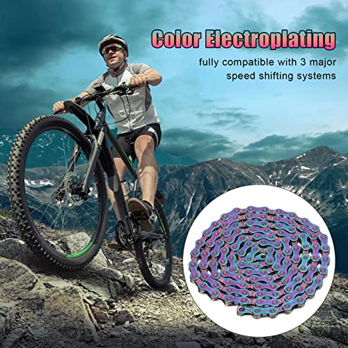 9 Speed Bicycle Chain with Hook and Loop Colorful Electroplating Mountain Bike Chain Double X Bridge Design Carbon Steel MTB Bike Chain for Road Mountain Bike - Image 4