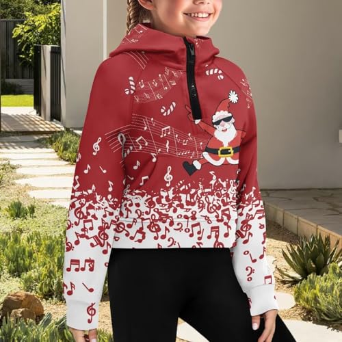 Girls' Hoodies Sweatshirts Half Zipper Pullover Crop Tops for Girls Long Sleeve Sweater with Kangaroo Pocket3