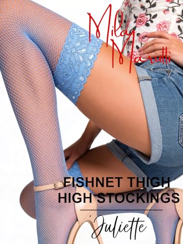 Image of Mila Marutti Fishnet Thigh High Stockings for Women with Lace Top | Fish Net Stockings Lingerie | Colored Fishnets