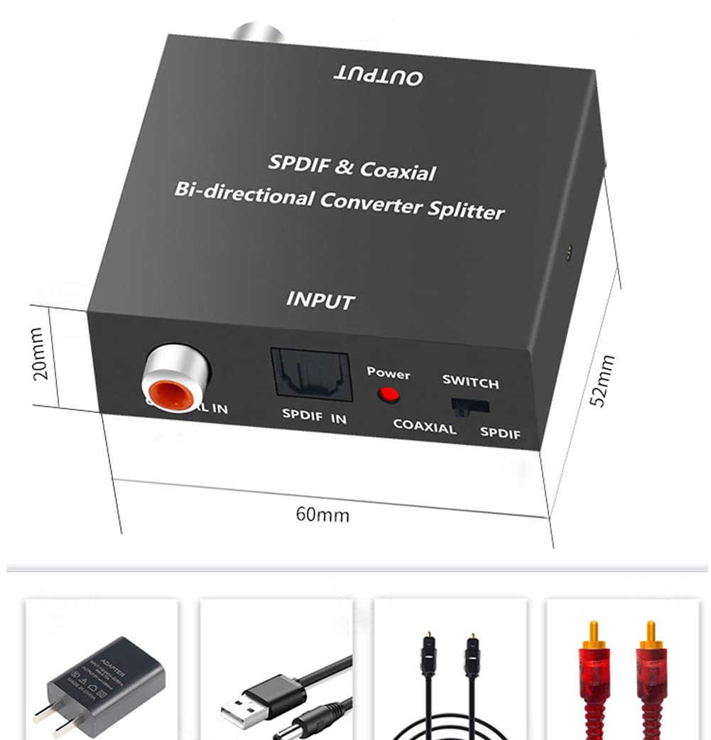 RSGK Convertitore in Fibra Coassiale 5.1 HD, Toslink da SPDIF a Toslink Coassiale O Toslink da Fibra Coassiale a Coassiale per TV HD Lettore Dvd Blu-Ray Amplificatore Soundbar per Altoparlanti
