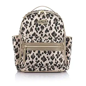 Itzy Ritzy Mini Diaper Bag Backpack ? Chic Mini Diaper Bag Backpack Made of Printed Polyester with Vegan Leather Changing Pad, 8 Total Pockets (4 Internal + 4 External), Handle & Rubber Feet, Leopard