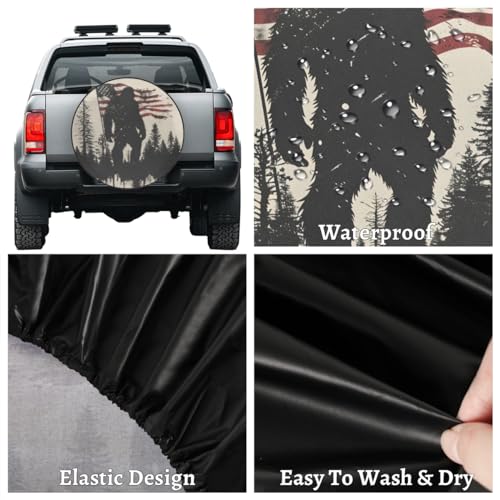 Image of Spare Tire Cover for RV Trailer, American Flag Bigfoot Tire Covers Universal Fit for Travel Trailer Camper Jeep RV SUV Truck Waterproof Wheel Cover (15 inch for Diameter 27 inch - 29 inch)