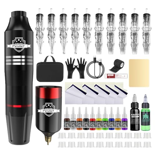 Peslief Tattoo Gun Kit Rotary Tattoo Machine Kit Professional Tattoo Pen Kit cover