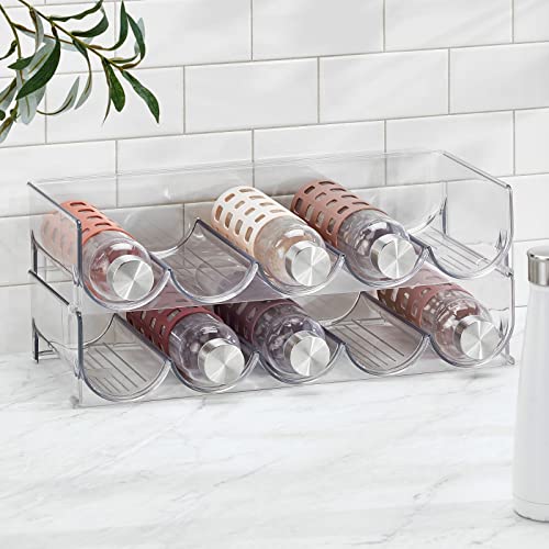 Mdesign Plastic Free-Standing Water Bottle And Wine Rack Storage Organizer For Kitchen Countertops, Table Top, Pantry, Fridge - Stackable - Holds 5 Bottles - Clear #TOP1