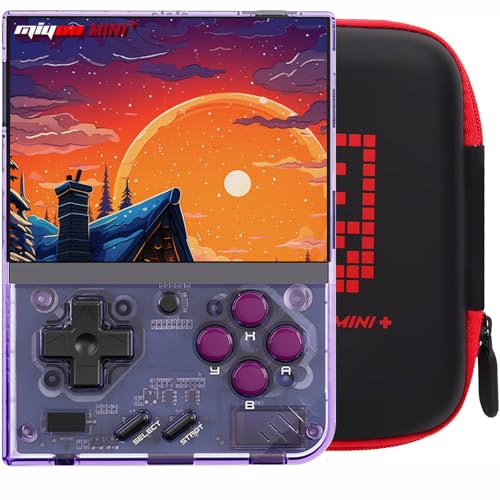 Miyoo Miyoo Mini Plus Retro Gaming Console with Portable Case, Handheld Game Console with 3000mAh Battery 3.5'' IPS Screen, Compatible with a Large Variety of Classic Games. Support WiFi & RTC, Purple