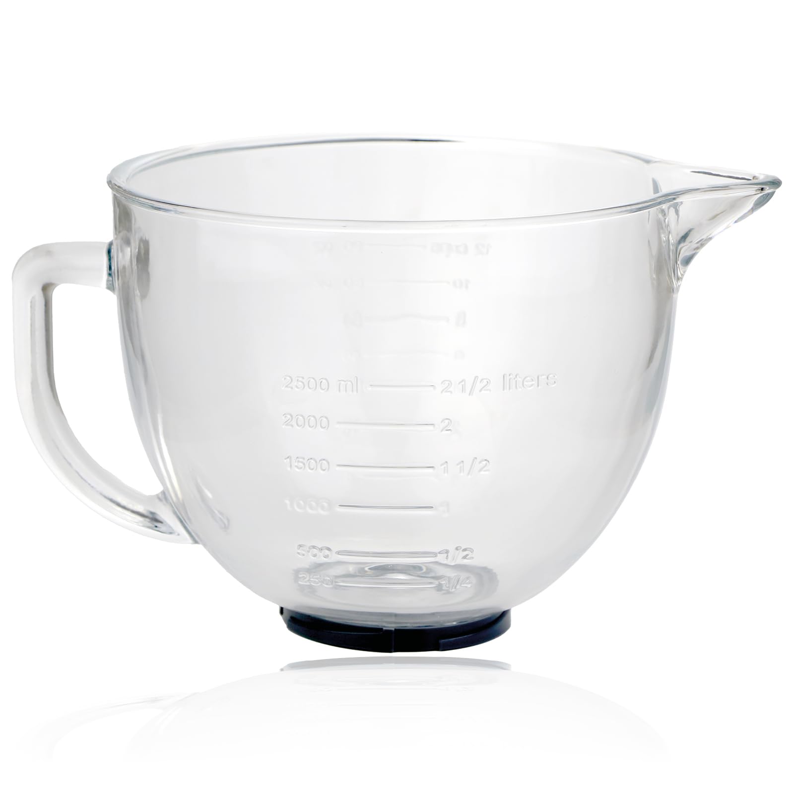 SPARES2GO 4.7L Glass Mixing Bowl Jug for KitchenAid Stand Mixers K40 5KSM5GB Spout 5qt