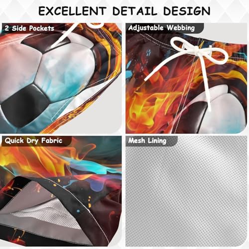 Fire Soccer Little Boys Swim Trunks Kids Board Shorts Swimsuit Bathing Suit Swimwear Size 8 213424443