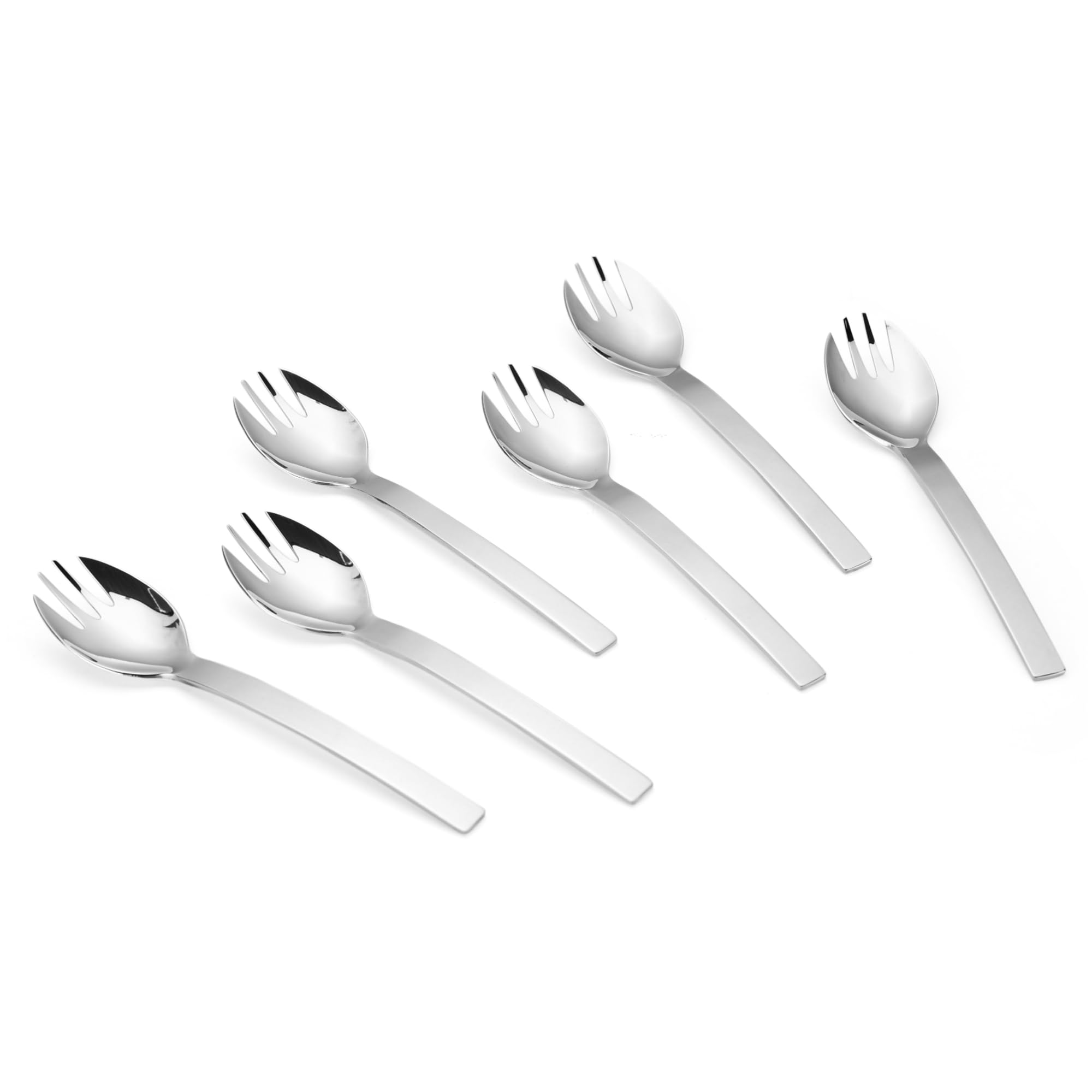 FnS Solo Stainless Steel Spork Set of 6 | Spoon Cum Fork 3-in-1 | Food Grade Mirror Finish Spork for Dessert, Salad, Cake, Sweets, Soup & Noodles | Home, Kitchen & Dining 4