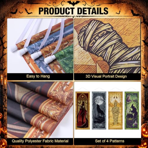 Image of Panelee 4 Pcs Halloween Gothic Banner Mythical Creature Banner Decorations