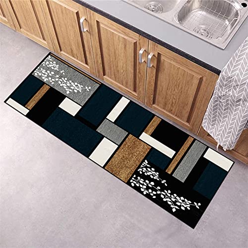 QIANGZI Teppich Läufer Flur rutschfest 120×180cm, Geometrischer Schwarzer Roter Gitter Moderner Stil Küchenteppich Waschbar Meterware Schlafzimmer Teppich Lang Länge Anpassbare Cover