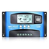 iSunergy MPPT Solar Charge Controller 40A 12V/24V Auto Solar Panel Intelligent Regulator with Dual USB Port LCD Display for Lead Acid Batteries