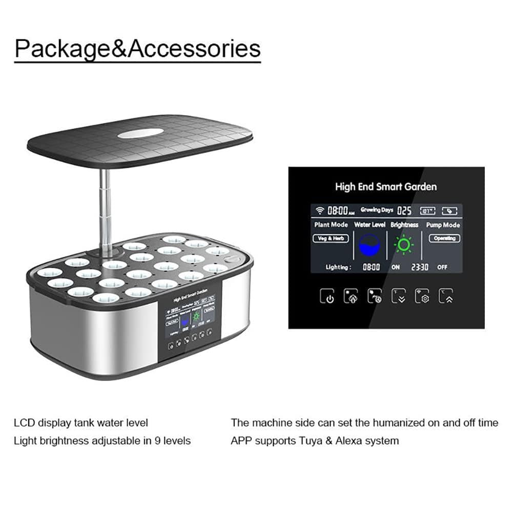 Hydroponics - Kit de jardín interior, 21 cápsulas con luz LED de cultivo para hierbas y plantas, sistema de germinación para cultivo en casa, solución completa de cultivo hidropónico