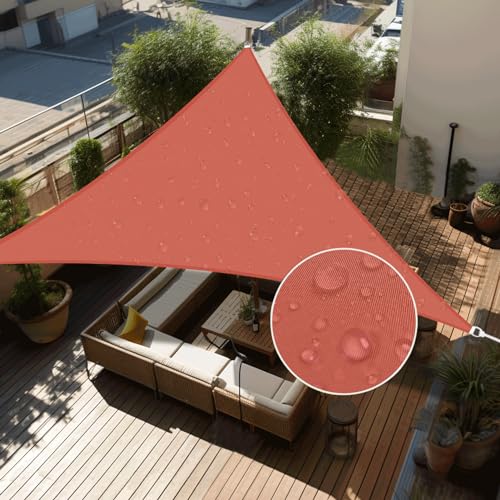 Shade&Beyond WP-1 Waterproof Sun Shade Sail 16'X16'X16' Triangular Rust Red Shade Sail cover