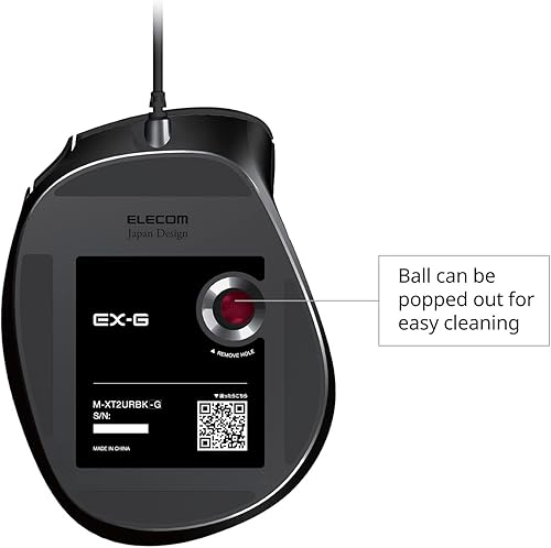 Miniatura 6 de ELECOM EX-G - Ratón de trackball con cable, control ergonómico de pulgar, bola de rodillo de seguimiento suave, 5 botones programables,