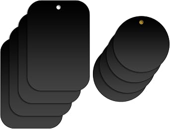 Cellet 8 Pack Metal Plates for Magnetic Car Phone Mount - 4 Round + 4 Rectangular with Strong 3M Adhesive & Protective Film - Compatible with iPhone 16/15, Samsung Galaxy, Pixel - Black
