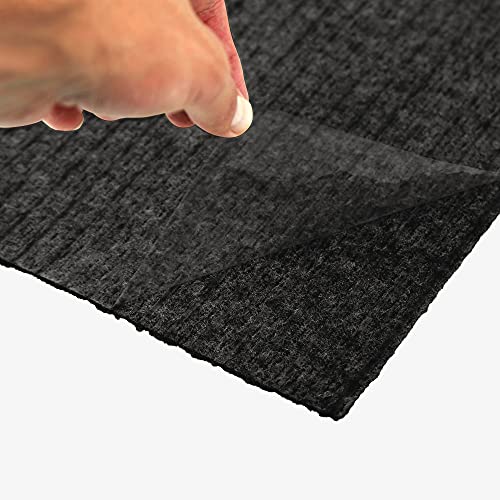 Incstores 1/4 Inch Thick Ribbed Self Adhesive Carpet Tiles | Commercial Carpet Tiles For Basement, Classroom, And Trade Show Floor Protection | Ribbed Black, 16 Tiles #TOP3